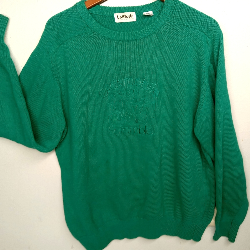 Vintage Osmobile scramble car golf sweater XL
